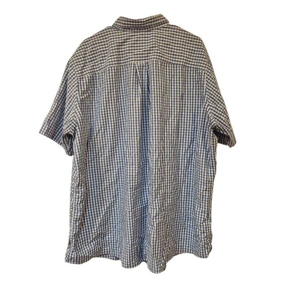 Eddie Bauer Men's Dusty Blue & White Mini Gingham Check Button Down Short Sleeve - Picture 6 of 11
